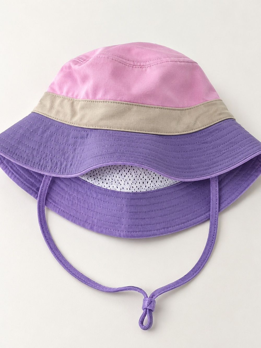 Kids Colorblock Bucket Hat - Pink, Purple & Tan